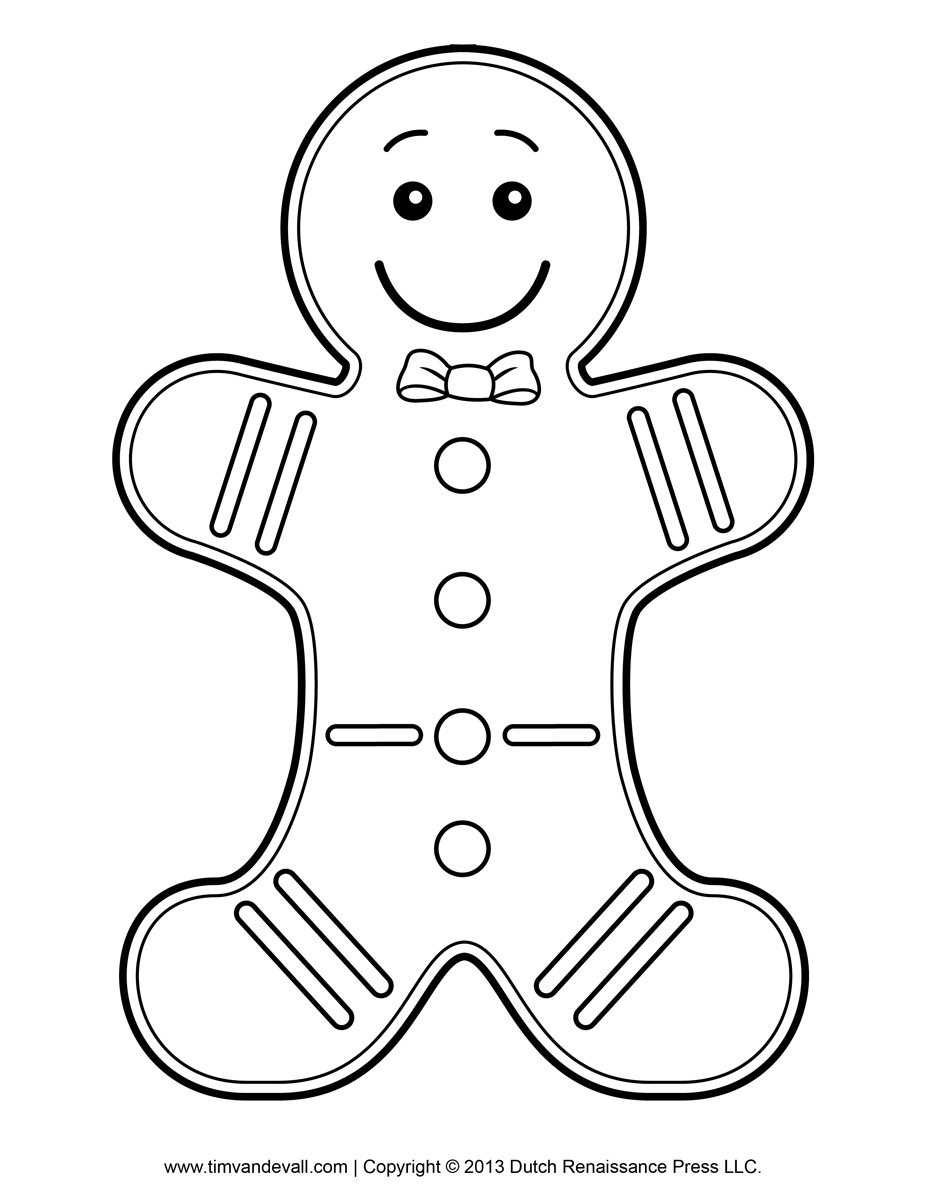 Gingerbread Man Template Clipart Coloring Page For Kids