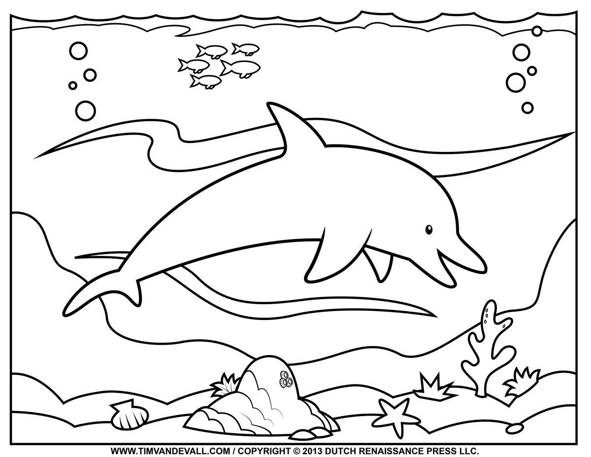 Free Dolphin Clipart Printable Coloring Pages Outline