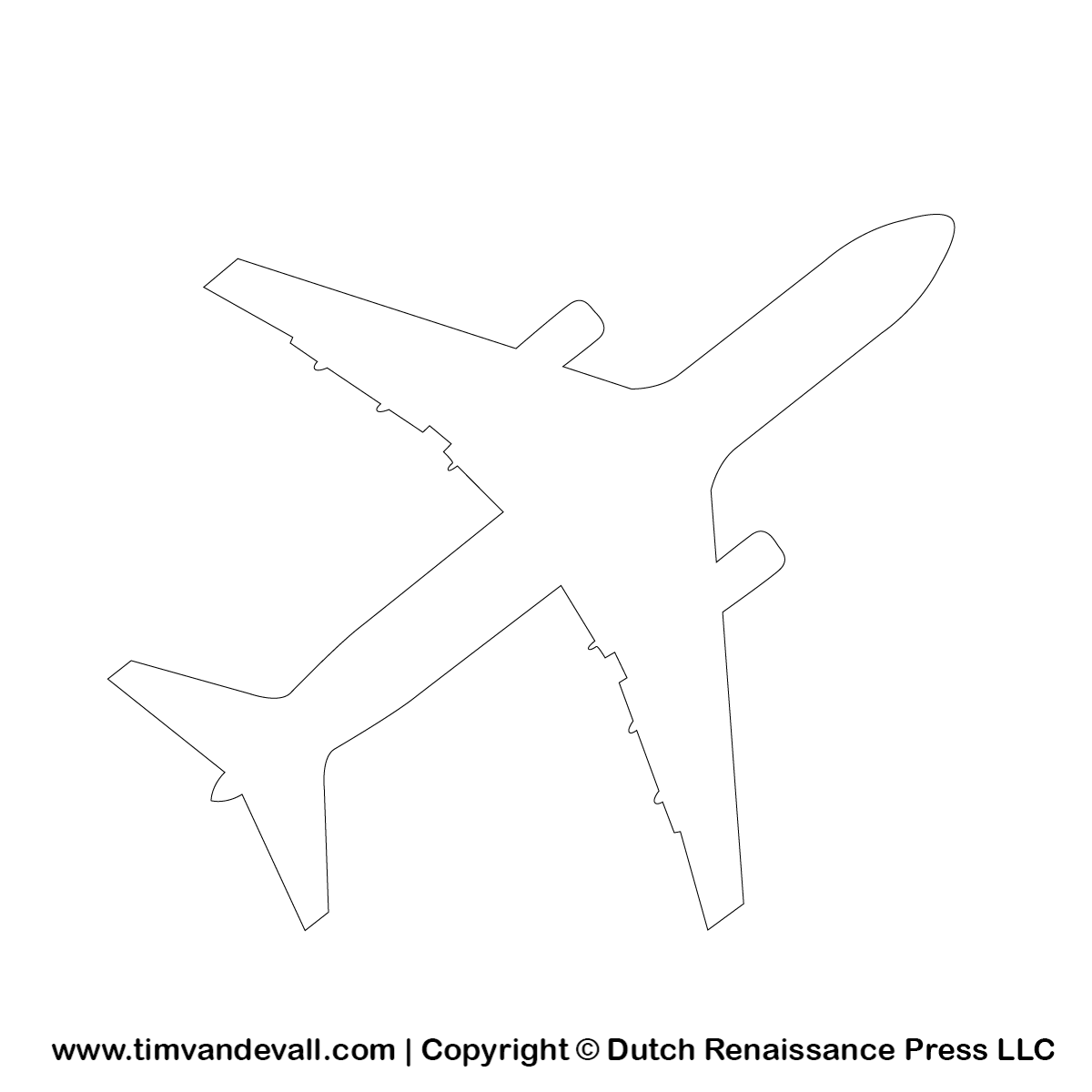 Free airplane silhouette stencil and outline clipart for artists