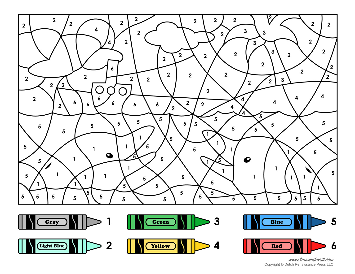 free-ship-colour-by-number-coloring-pages