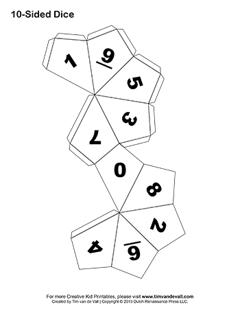 printable 10-sided dice