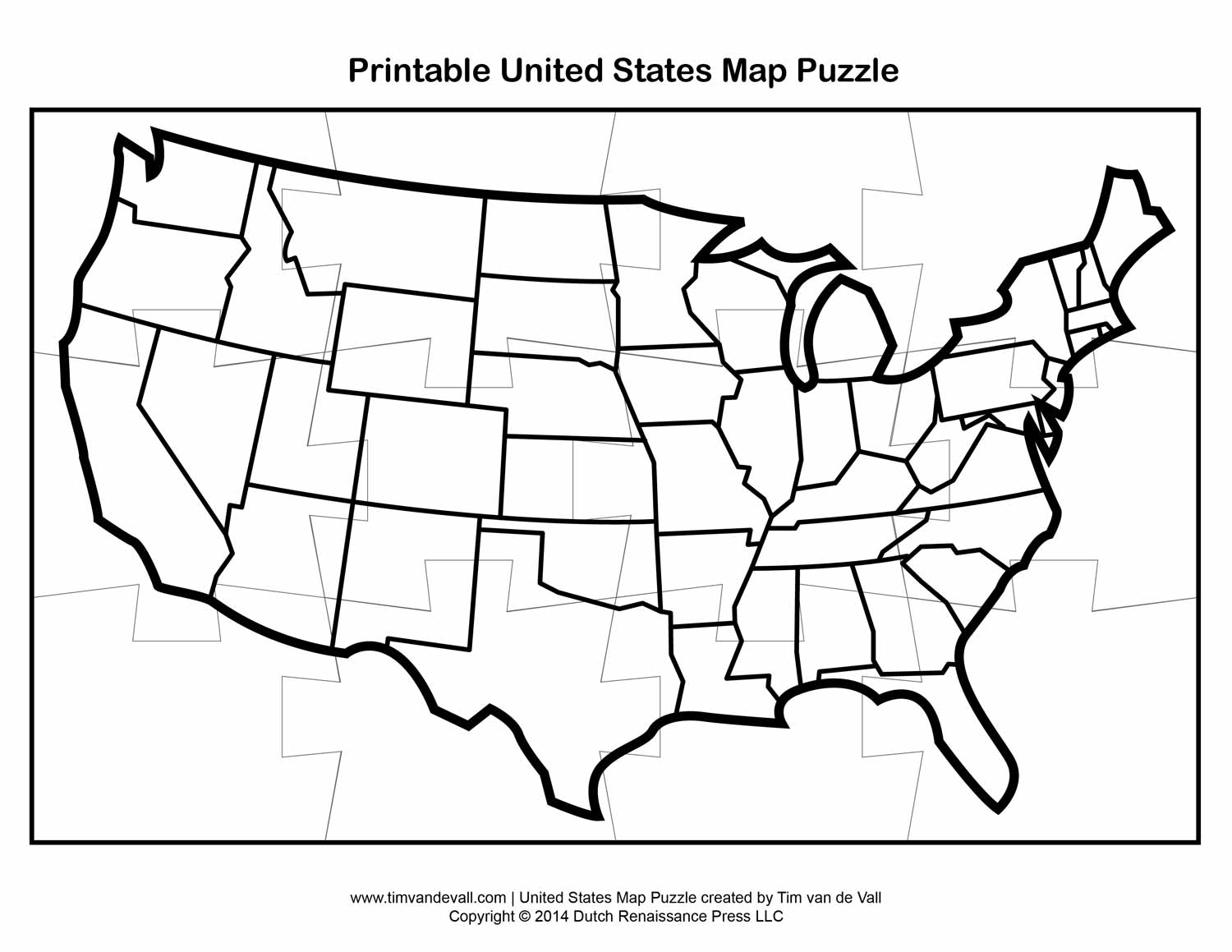 Printable United States Map Puzzle for Kids Make Your Own Puzzle