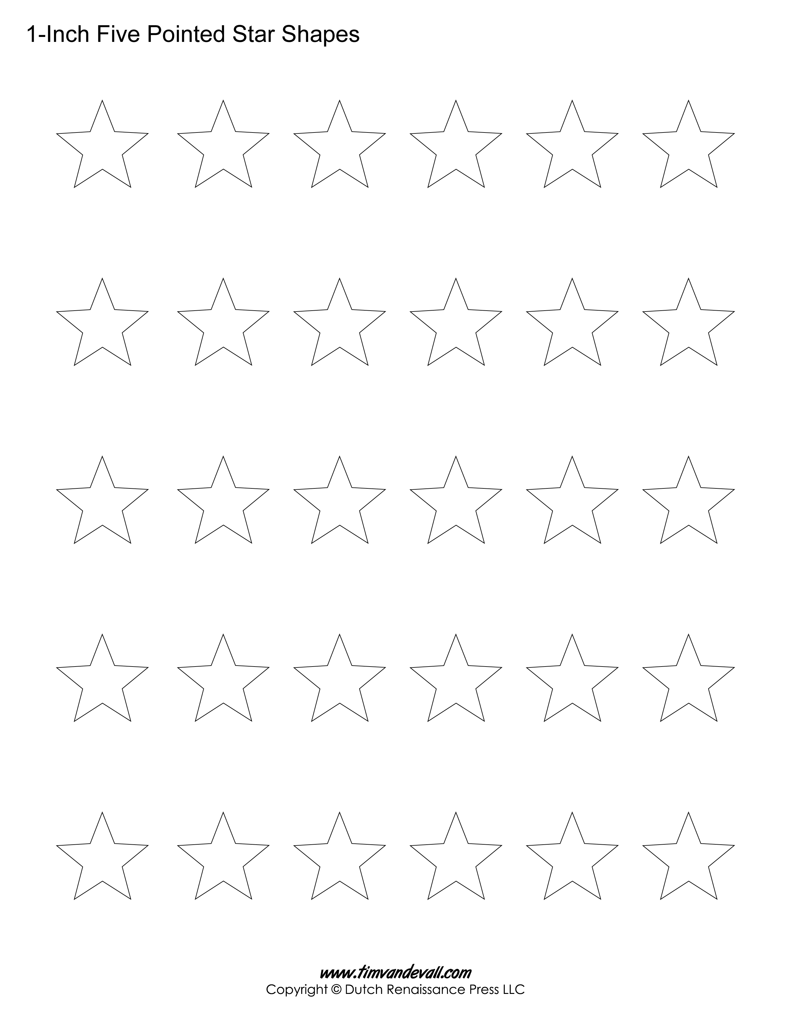 Printable Five Pointed Star Templates Blank Shape PDFs