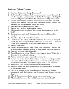 writing prompts 5th grade worksheets