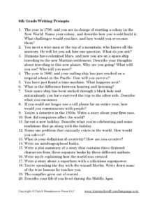 6th Grade Writing Prompts - Tim's Printables