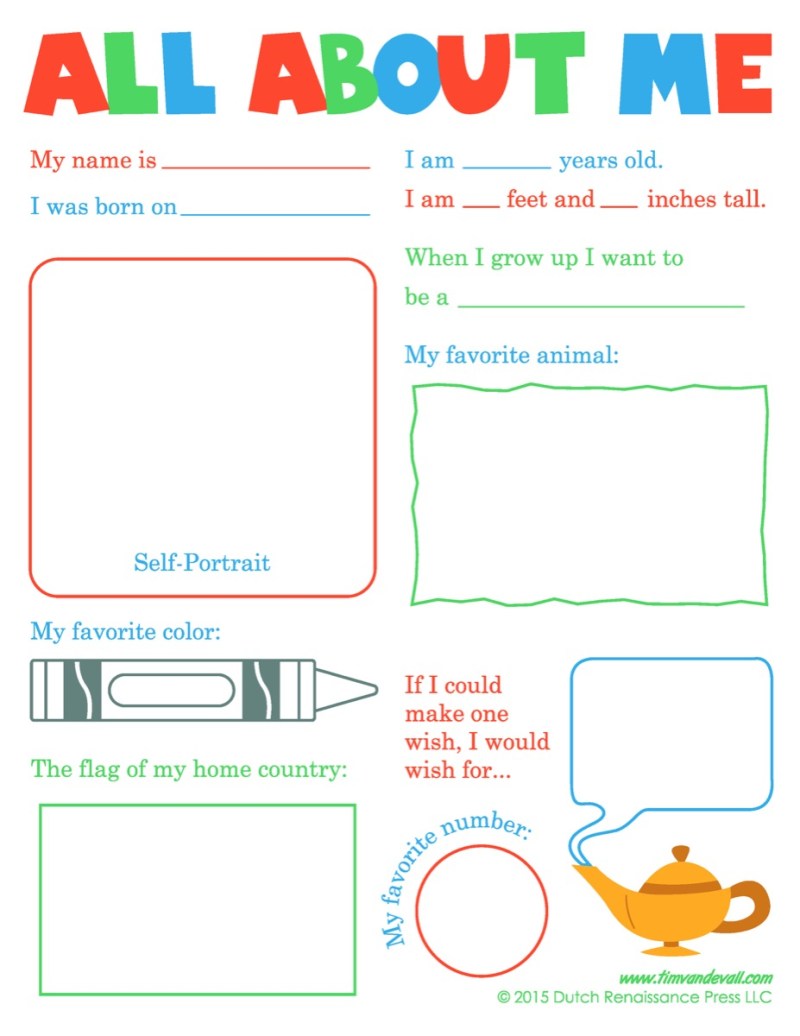 All About Me Poster Tim #39 s Printables