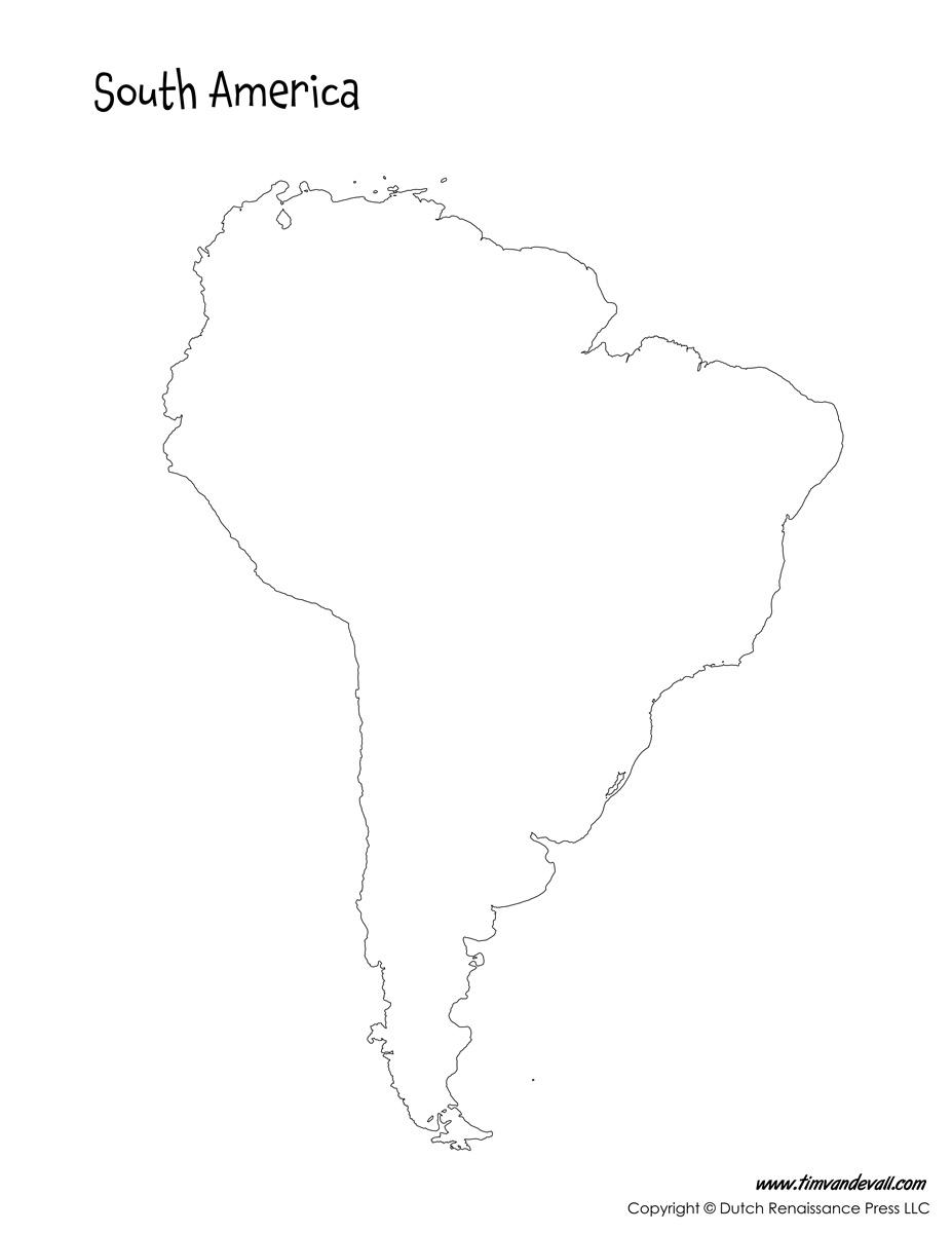 Free Printable Blank South America Map