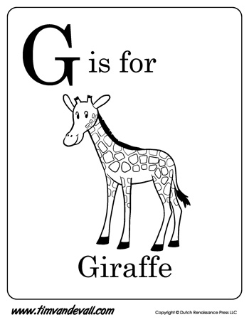 G is for Giraffe | Letter G Coloring Page PDF