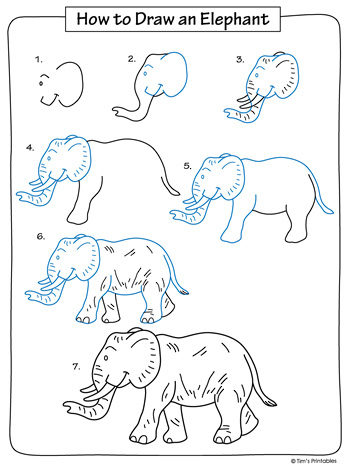 How-to-Draw-an-Elephant-bw-2020-350 - Tim's Printables