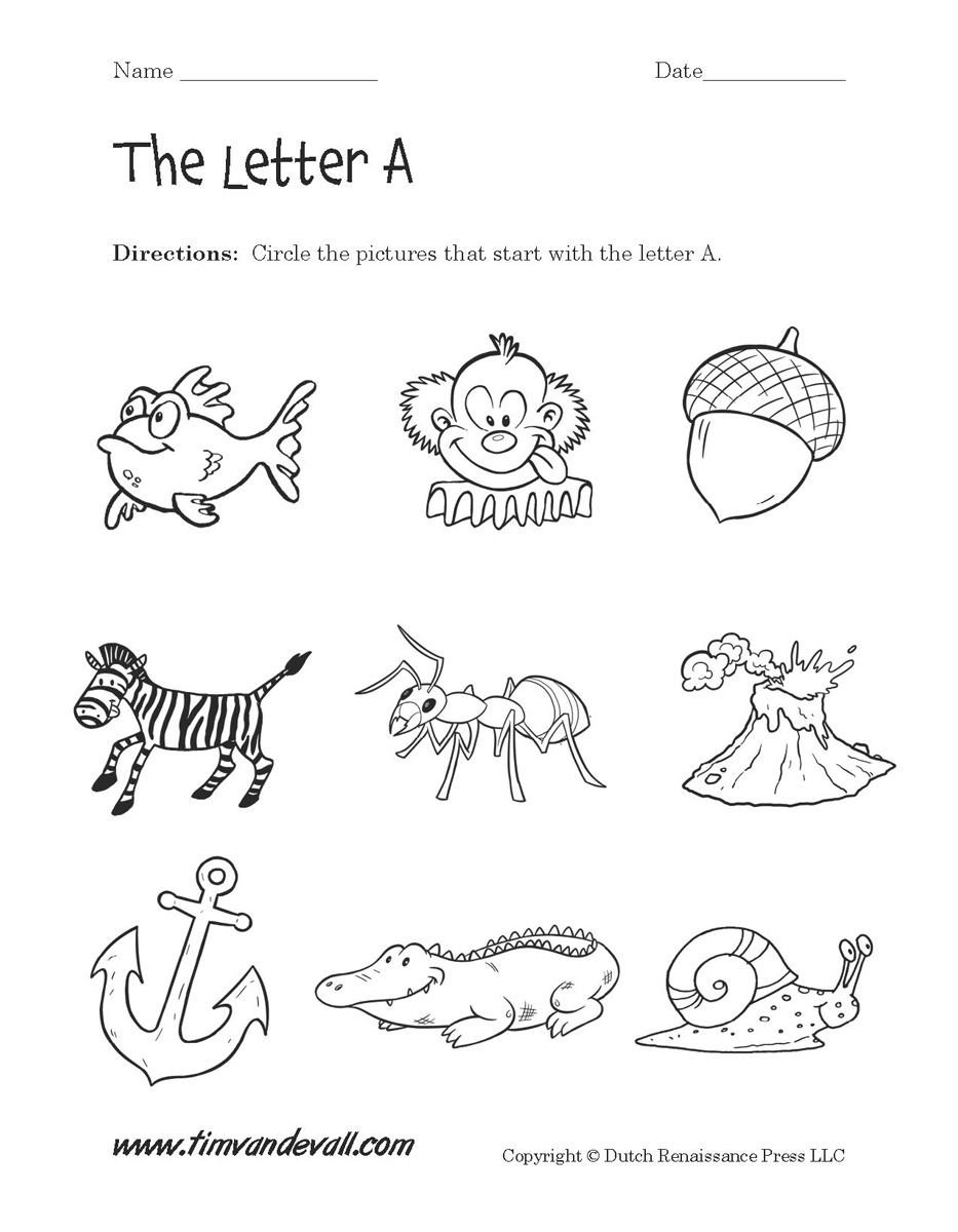 Worksheet With The Letter A