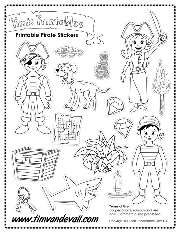 Pirate Stickers Tim #39 s Printables