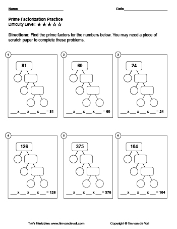 prime factorization worksheet 3 tims printables