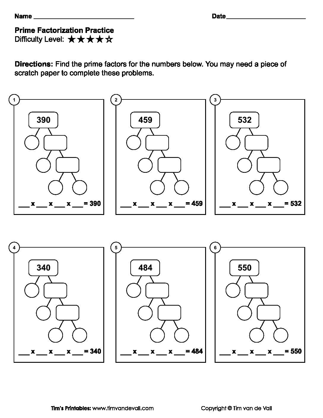 Prime Factorization Worksheet 6th Grade