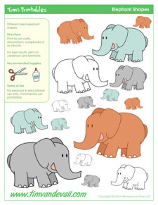 Printable Elephant Templates / Elephant Shapes for Kids