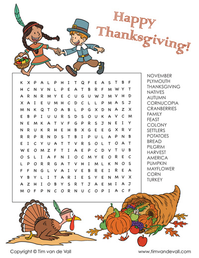 thanksgiving word search 