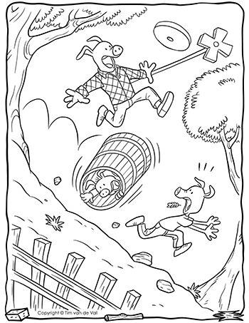 Three Little Pigs Butter Churn Coloring Page