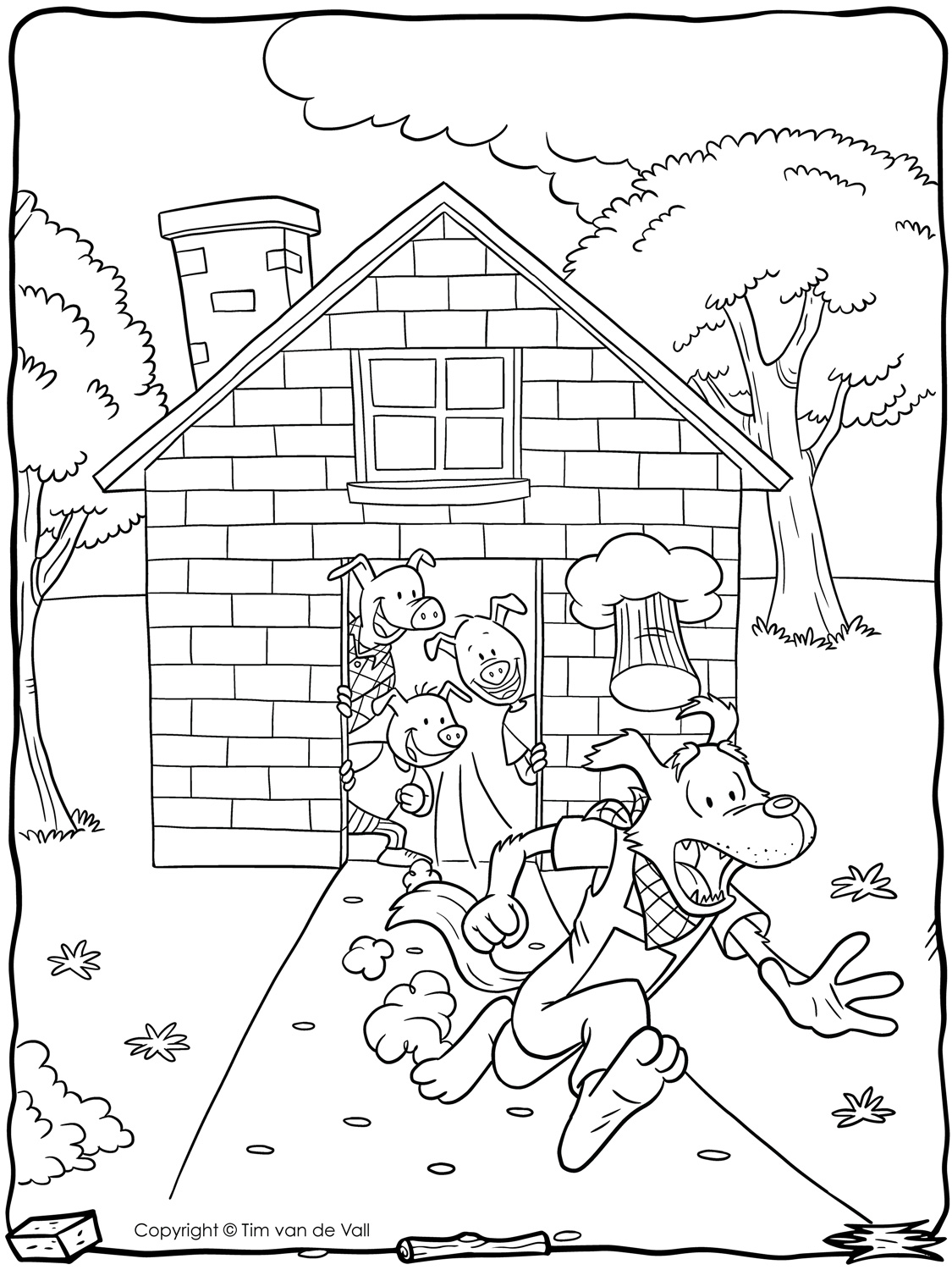 Three Little Pigs Wolf Running Coloring Page Tim s Printables