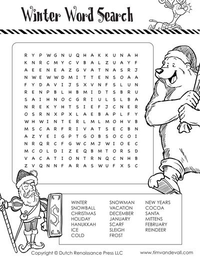 winter word search