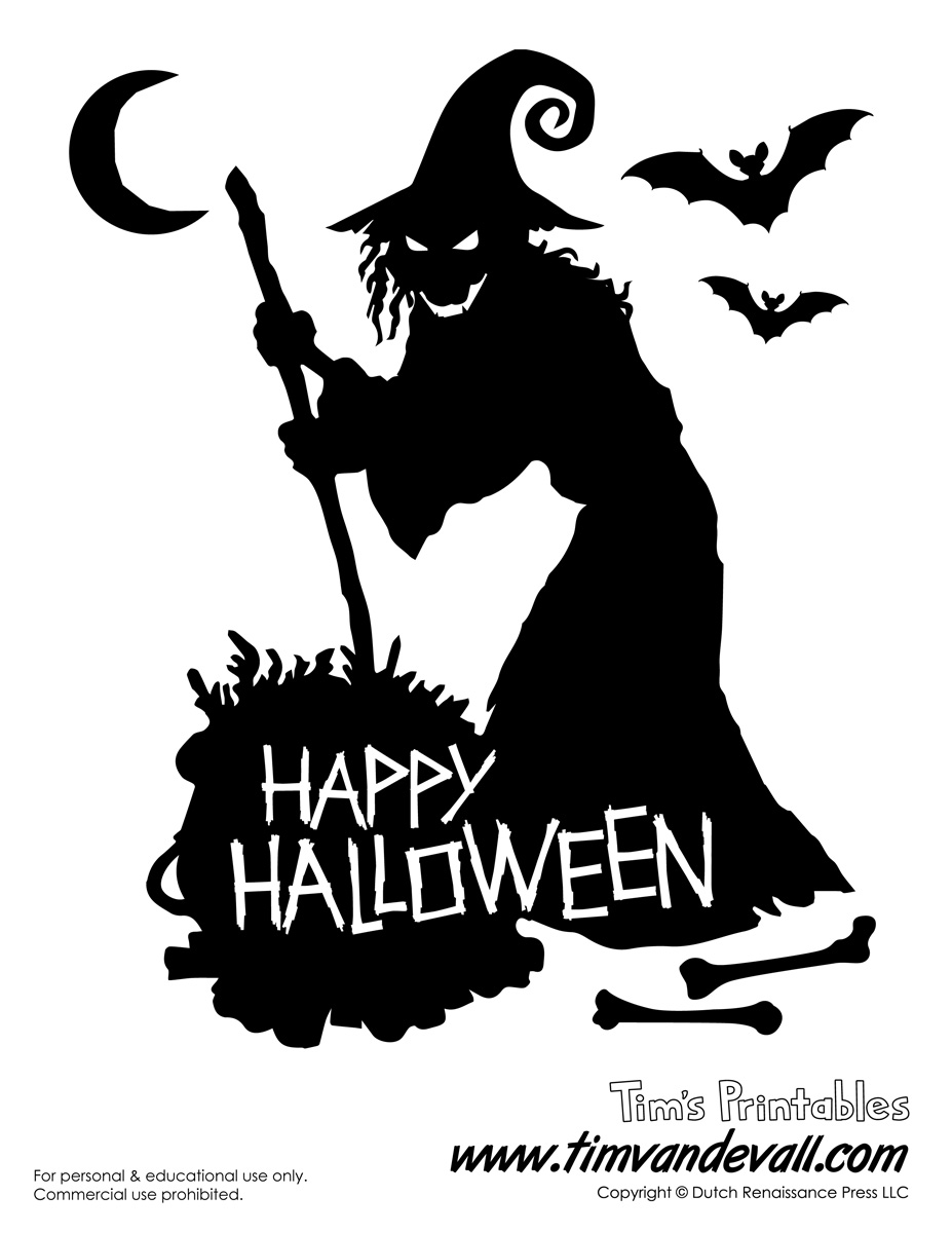 Free Printable Witch Silhouette for Halloween
