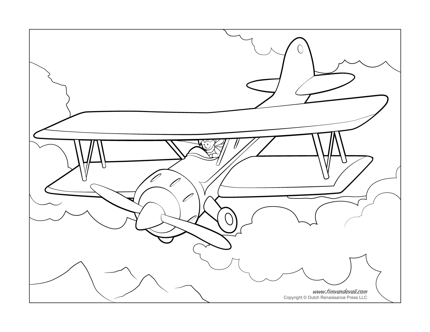 airplane coloring page full page