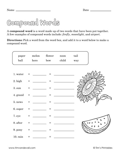 compound words-worksheets