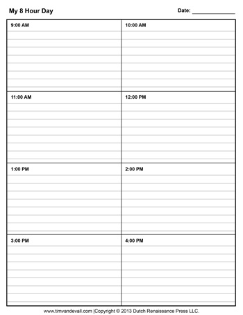 Blank Daily Schedule Template
