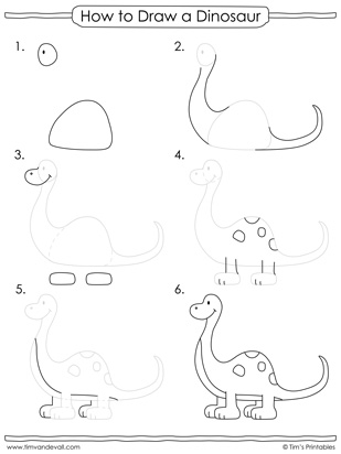 dinosaur drawing tutorial black and white