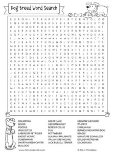 Dog Breeds Word Search