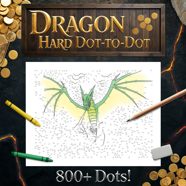 dragon hard dot-to-dot