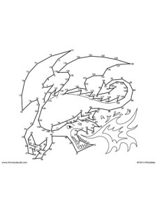 Dragon Dot-to-Dot - Medium - Tim's Printables