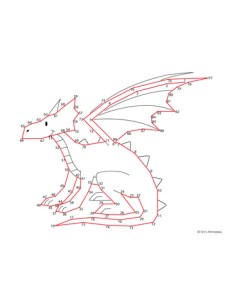 Dragon Dot-to-Dot - Easy - Tim's Printables