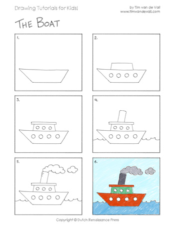 Cartoon Boat Drawing  How To Draw A Cartoon Boat Step By Step