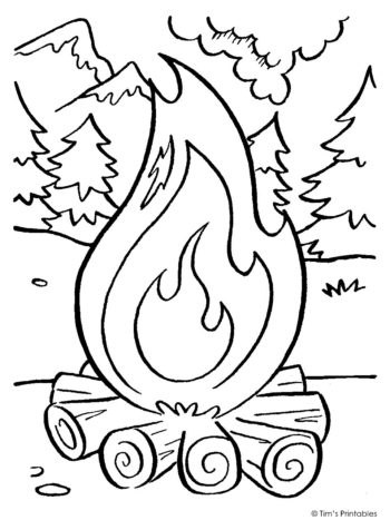 Camping Fire Coloring Page Tim S Printables
