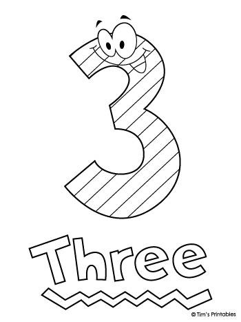 Number Three Coloring Page