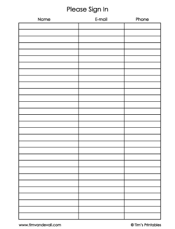 Sign In Sheet Template #4