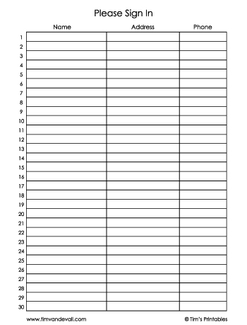 Sign In Sheet Template #7