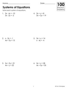 systems-of-equations-worksheets-100-practice-problems