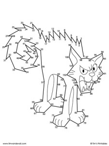 Halloween Cat Dot-to-Dot - Medium Difficulty - Tim's Printables