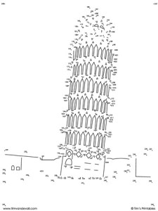 leaning tower of pisa dot-to-dot