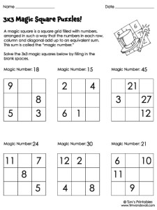 Magic Squares Worksheet