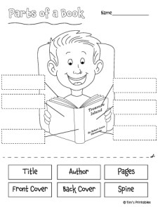 parts of a book worksheet black and white