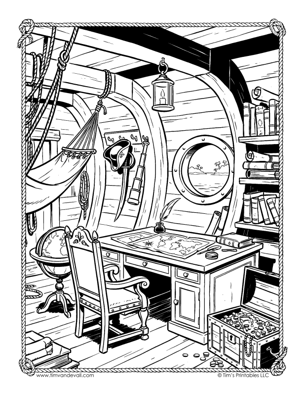 captain's cabin coloring page