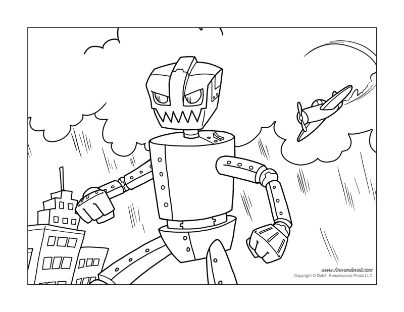 Robot Coloring Pages for Kids – Tim's Printables
