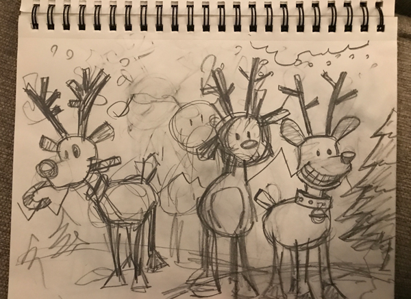 santa's reindeer sketch