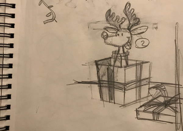 santa's reindeer sketch 2 