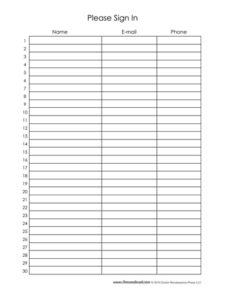 Sign In Sheet Template #3 - Tim's Printables