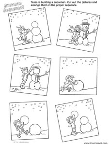 Snowman Sequencing Worksheet – Tim's Printables