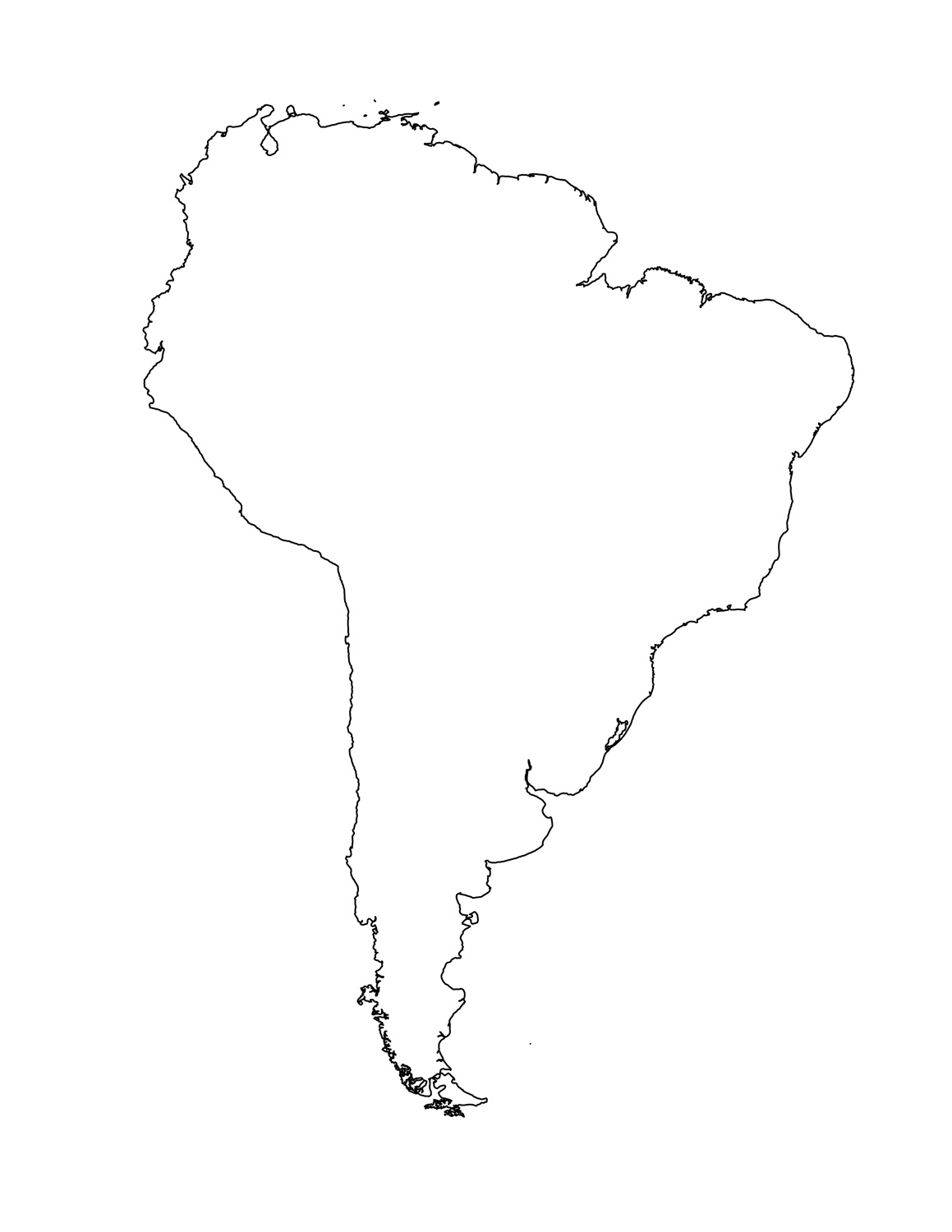 Free Printable Outline Map Of South America