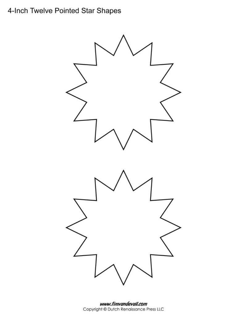 12 Rounded Star Twelve Pointed Stars – Tim's Printables
