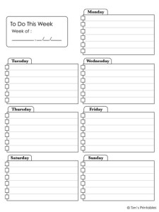 weekly to do list template black and white